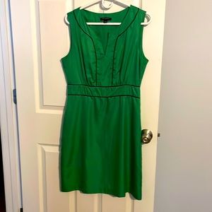 Banana Republic silky green dress.  Sleeveless with black accents.